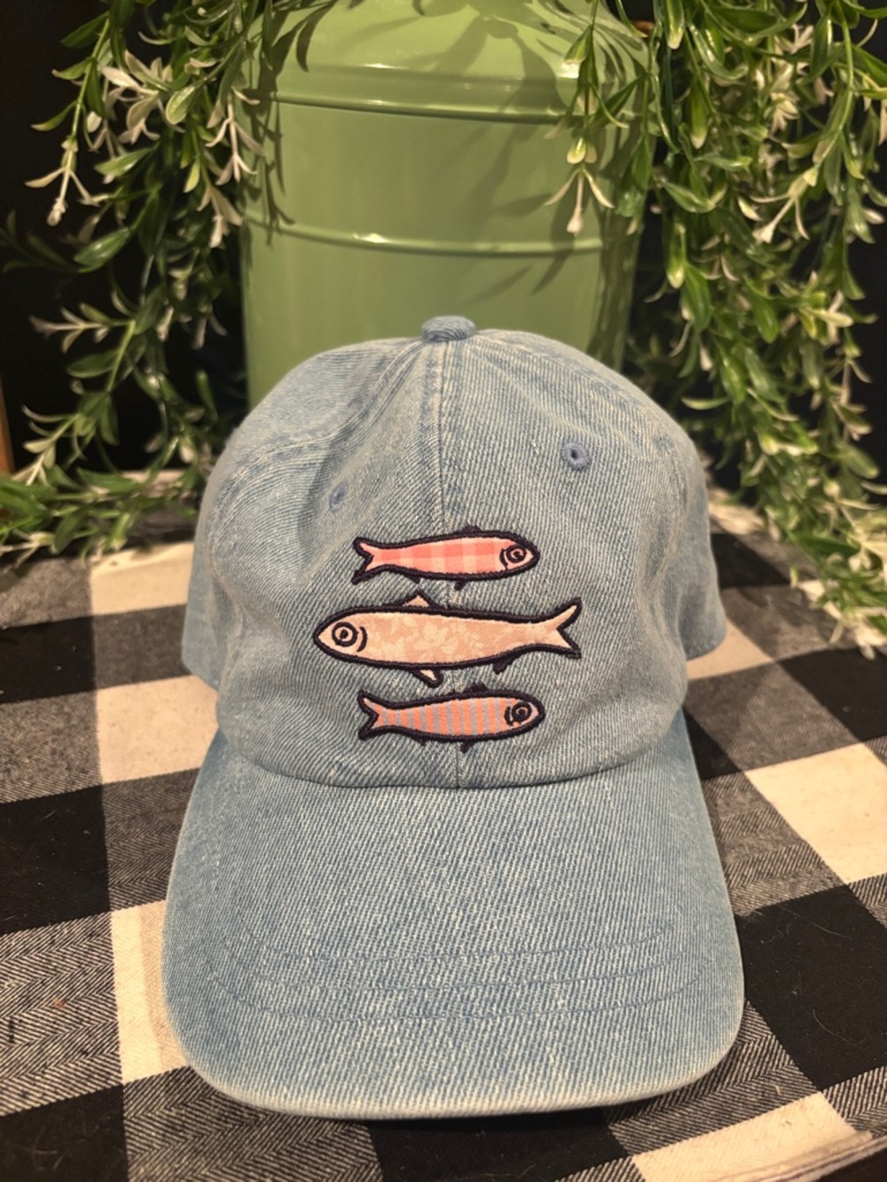 Universal Thread Light Blue Denim Fish Embroidered Cap